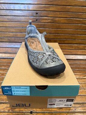 JBU Daffodil Gunmetal Laser-Cut T-Strap Flat